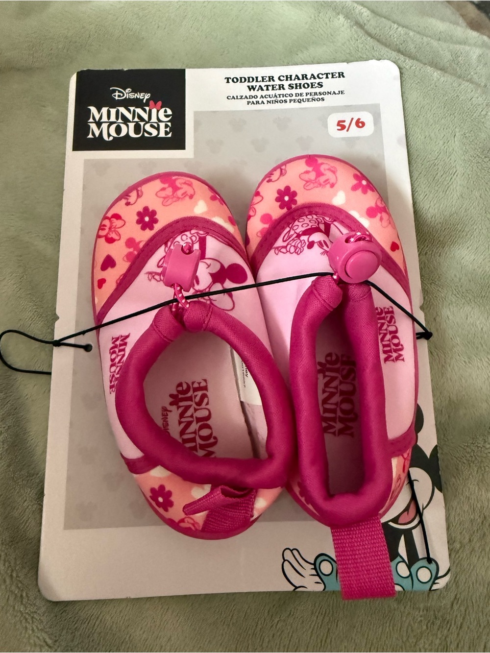 Disney Minnie Mouse Pink Floral Toddler Water Shoes 5/6